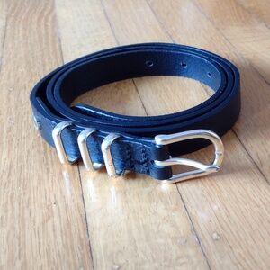 Rag & Bone Jet Black Leather Belt Size M